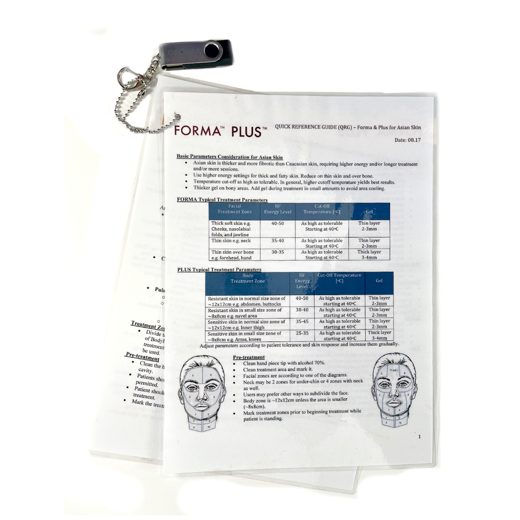 Operator Manual, FORMA PLUS, Quick reference guide (QRG) – Forma & Plus for Asian Skin, BodyFX MiniFX, Quick reference guide (QRG) for Asian Skin BodyFX & MiniFX, EXP 2017