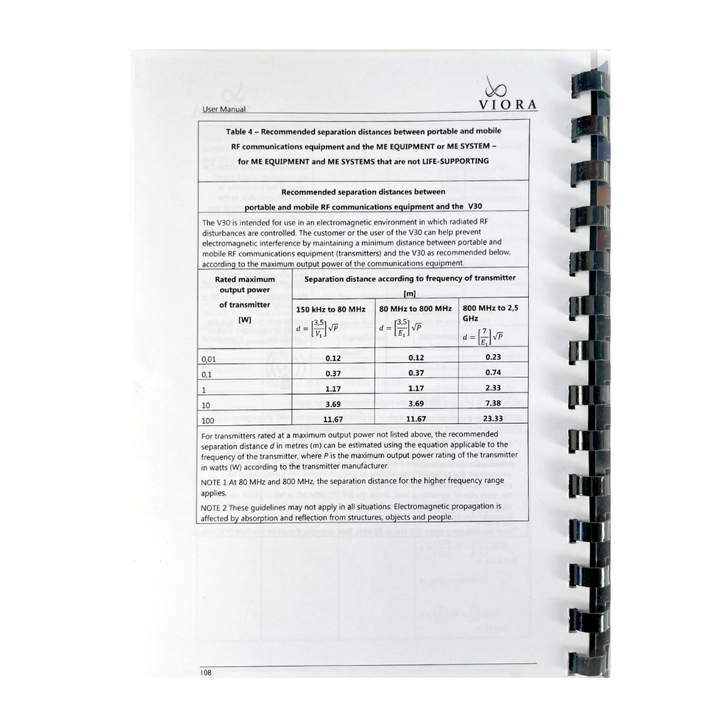 VIORA, V30 User Manual, P/N: MK-124 FDA G