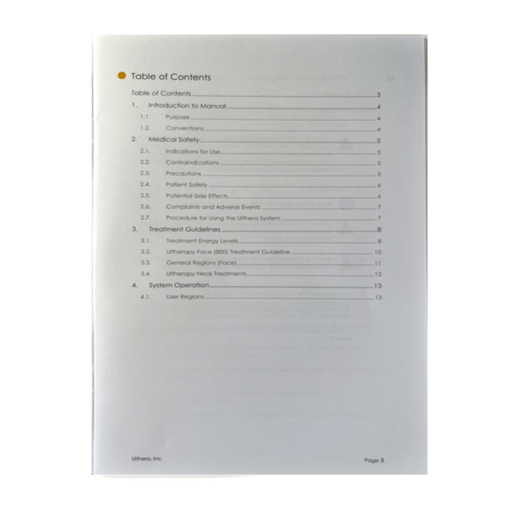 Ulthera System, Supplement Instructions for Use Manual