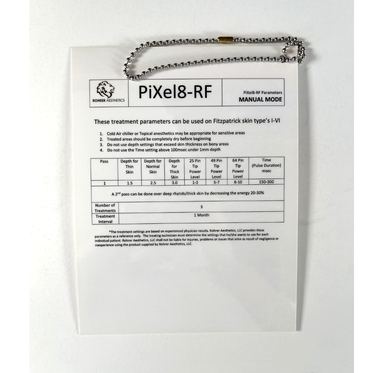 Rohrer Aesthetics Pixel8-RF Parameters Auto Mode / Manual Mode