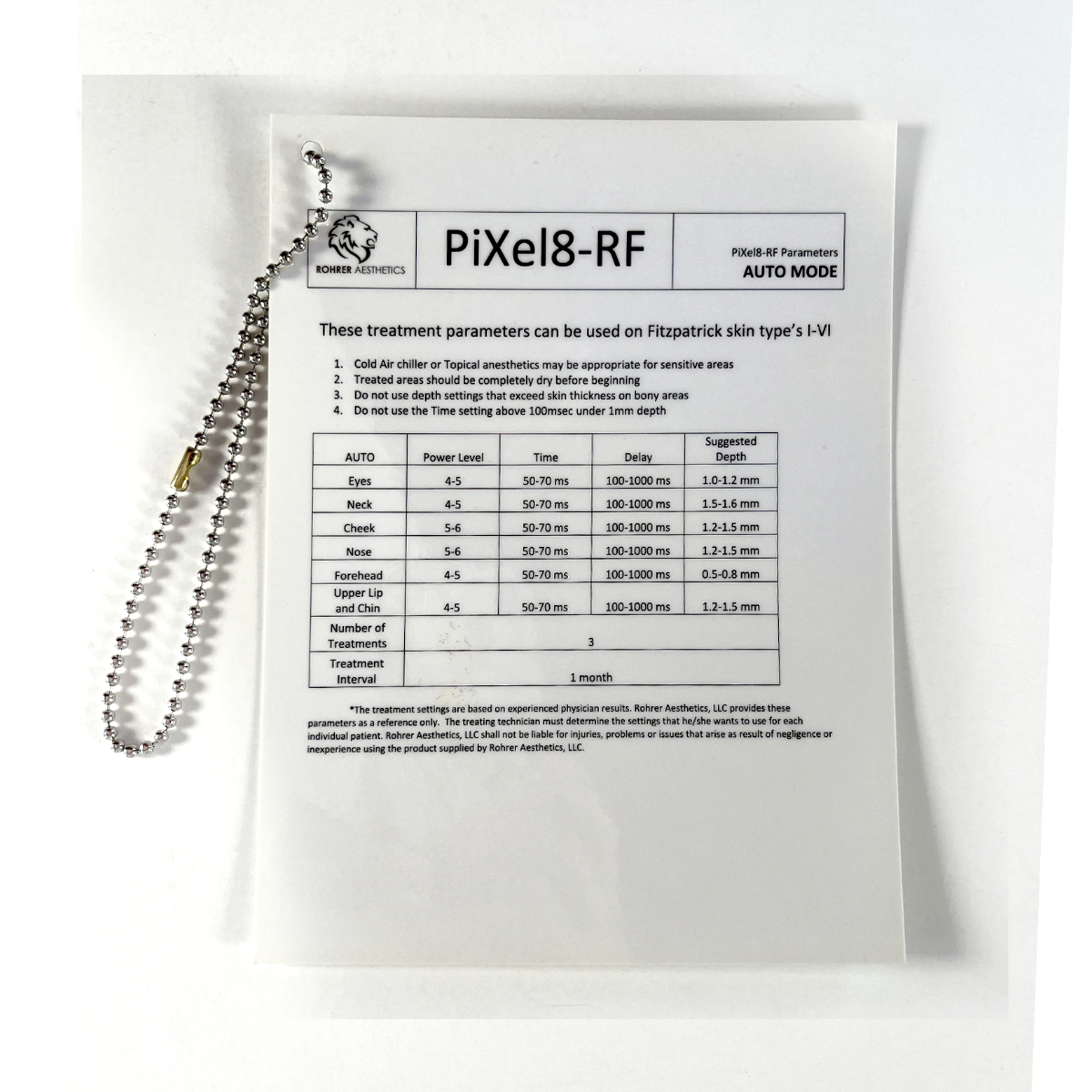 Rohrer Aesthetics Pixel8-RF Parameters Auto Mode / Manual Mode