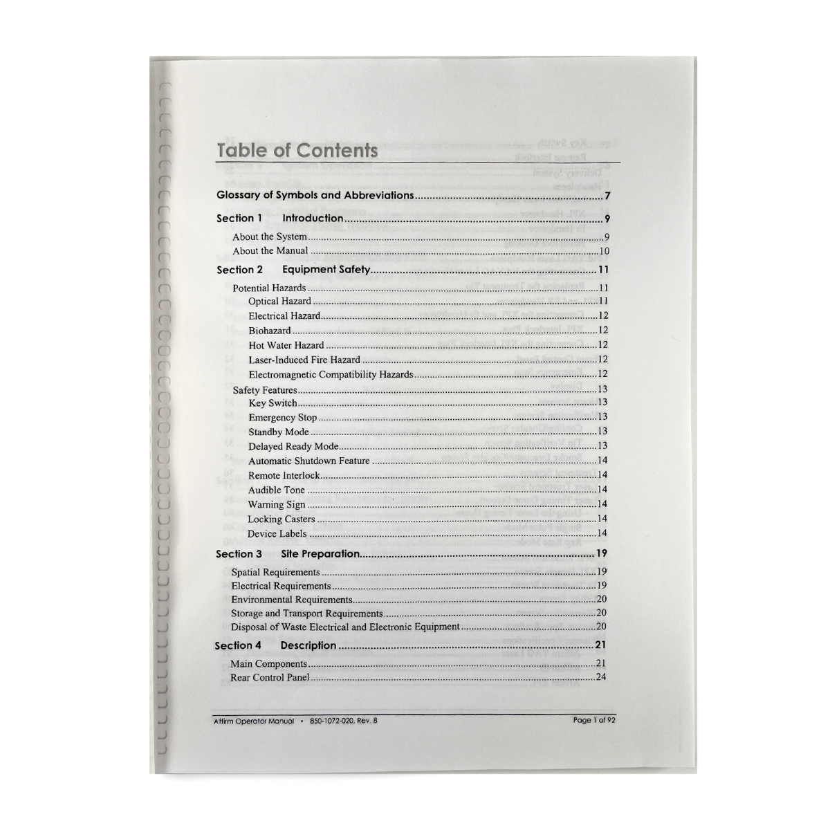 Cynosure Affirm, Anti-Aging Workstation, Operator Manual P/N 850-1072-020. Rev.8-1