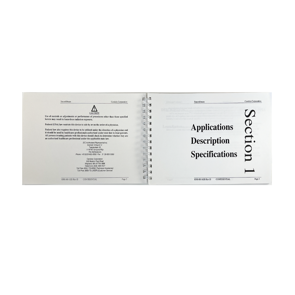 CANDELA, Smoothbeam, Operator’s Manual, 8501-00-1620 REV D, Continental