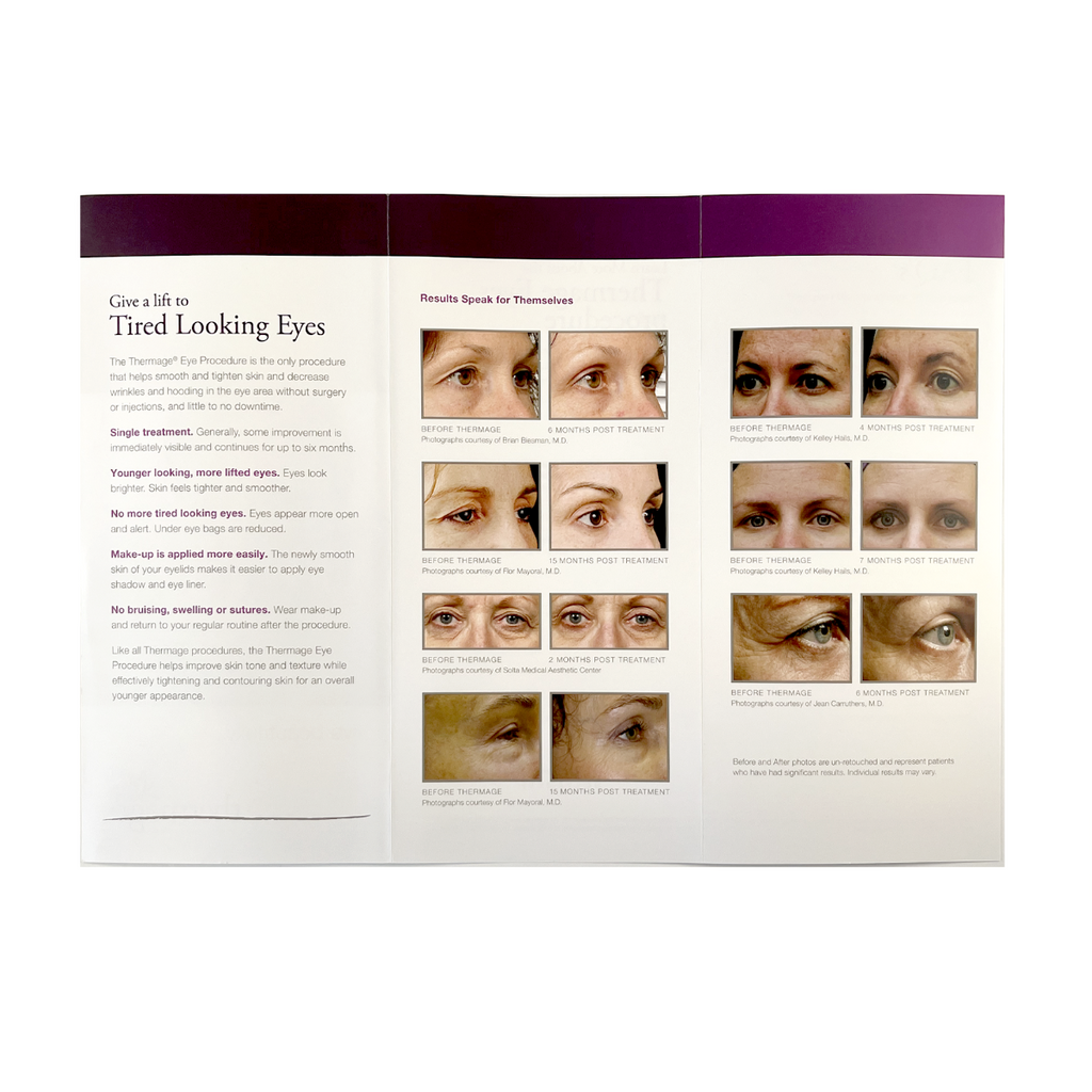 Thermage Skin Tightening for the Eyelids, “see yourself through new eyes, live beautifully” Brochure. MK2025J, 2001 (25 Pack)