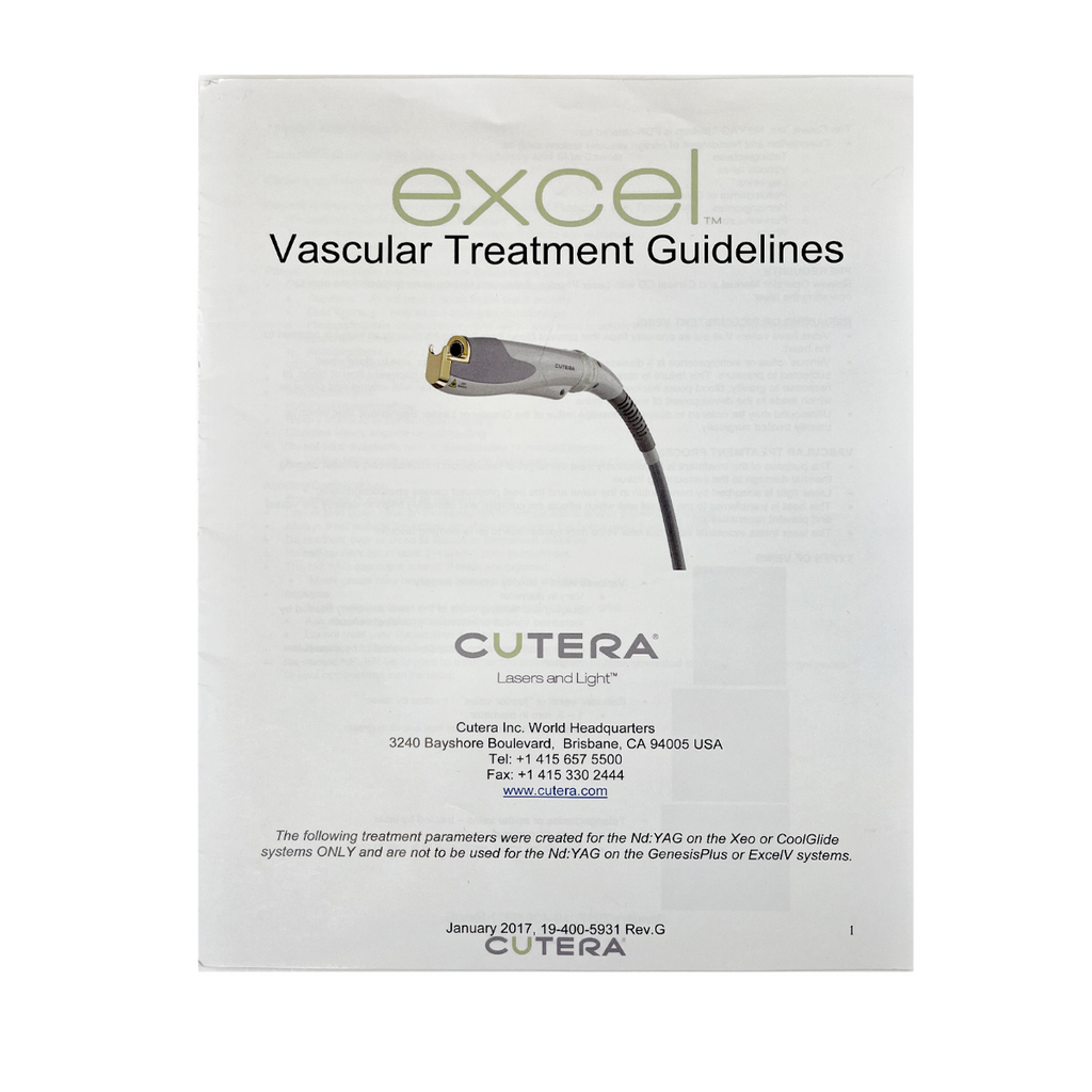 Cutera Excel Vascular Treatment Guidelines 19-400-5931 Rev. G 2017