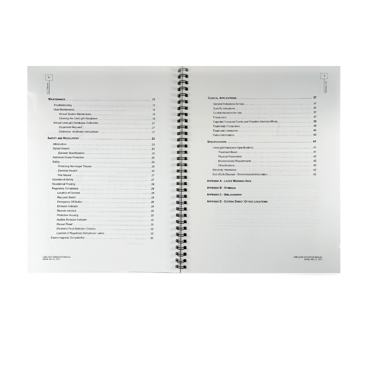 CUTERA, limelight Operator Manual, P/N D0436 Rev. E, 2017