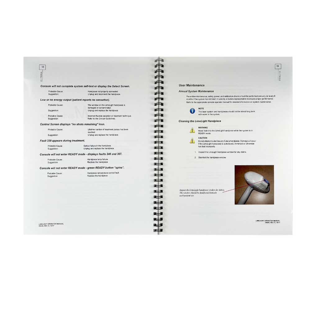 CUTERA, limelight Operator Manual, P/N D0436 Rev. E, 2017