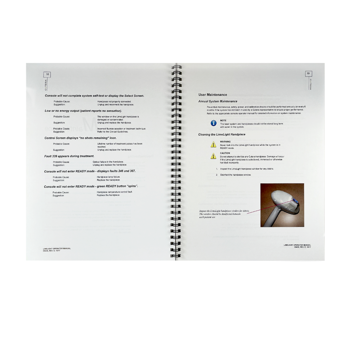CUTERA, limelight Operator Manual, P/N D0436 Rev. E, 2017