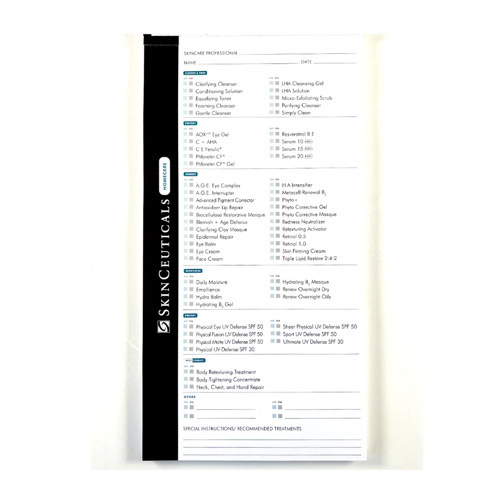 SkinCeuticals Treatment Homecare Record Forms