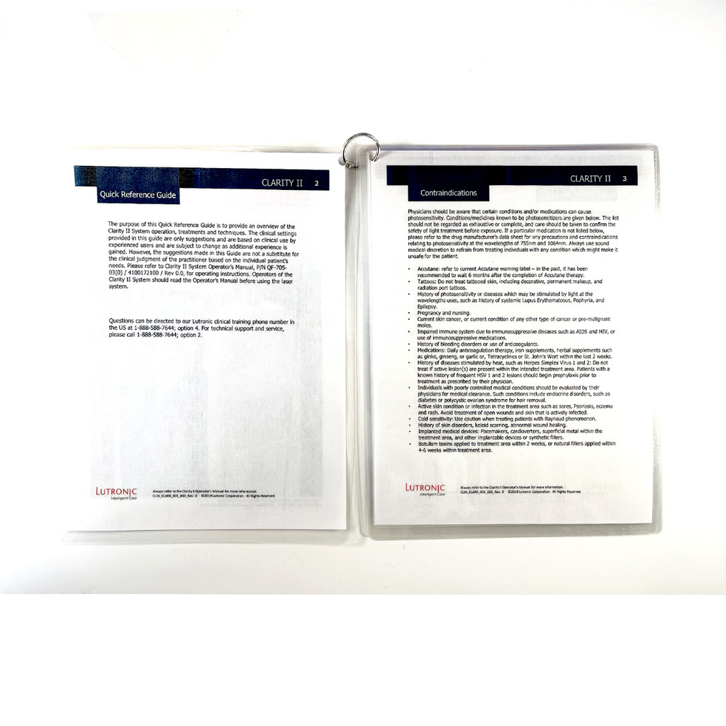 Lutronic Intelligent Care Clarityii Quick Guide Reference