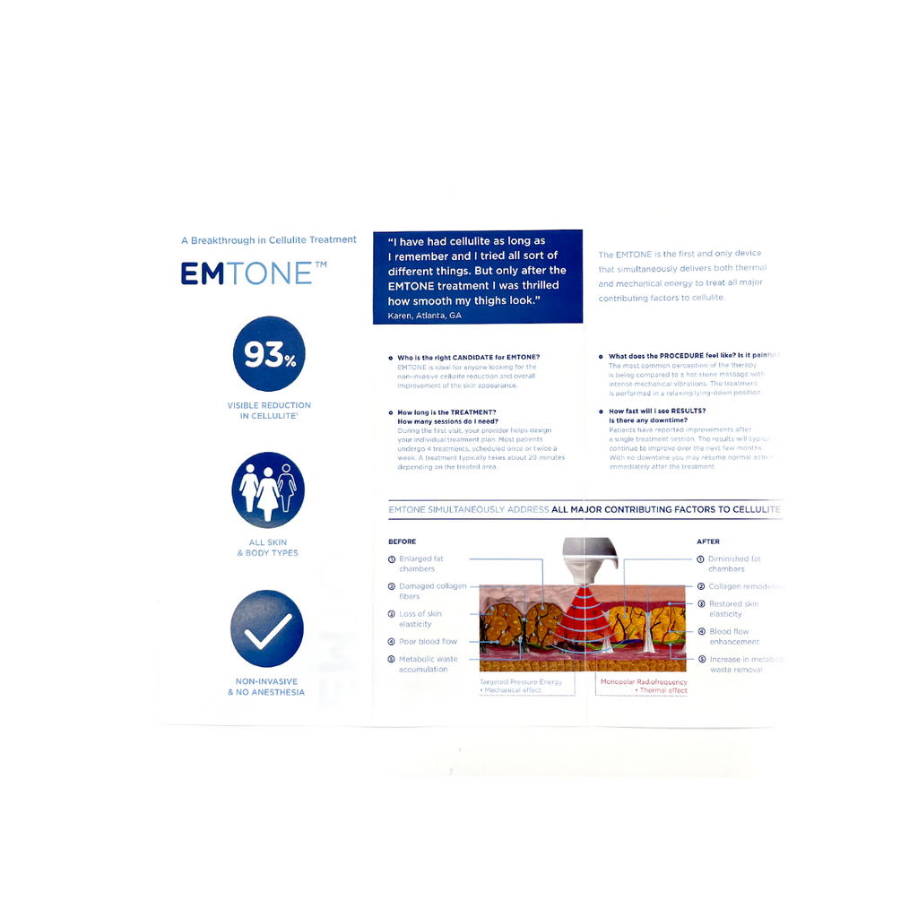 Toned. Not Textured Non-Invasive - No Downtime EMTONE Brochure "100 pack"