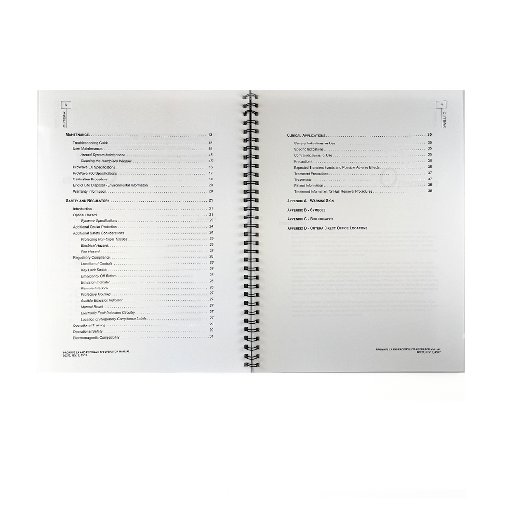 Cutera, prowave LX and prowave 770 Operator Manual, P/N D0277, REV. E, EXP 2017
