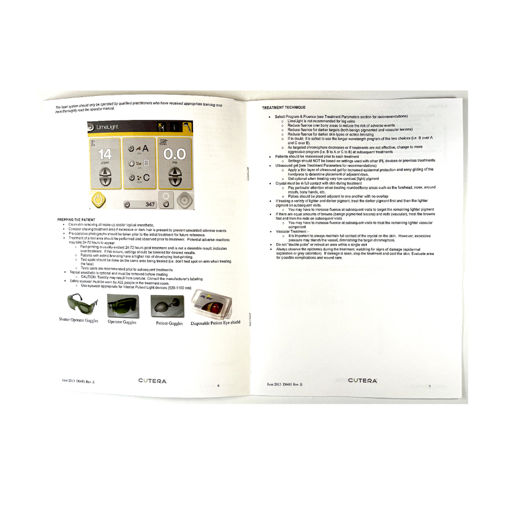 Cutera LimeLight Treatment Guidelines D0481 Rev. E June 2013
