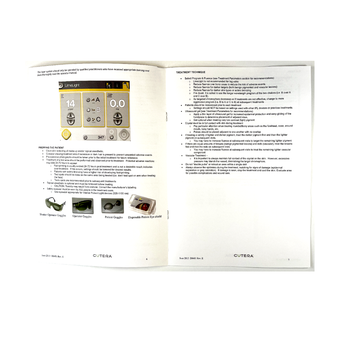 Cutera LimeLight Treatment Guidelines D0481 Rev. E June 2013