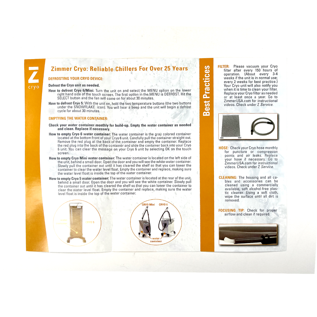 Zimmer Cryo Maintenance guidelines brochure