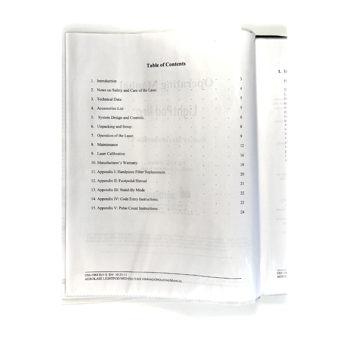 Aerolase Reinventing Medical Laser Operating Manual Lightpod Neo