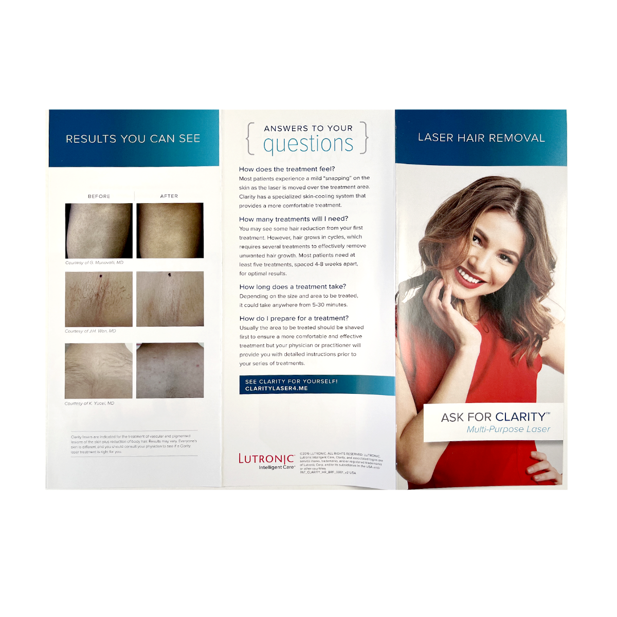 AESTHETIC, Laser Hair Removal “Ask for Clarity” Brochure (43 PACK)
