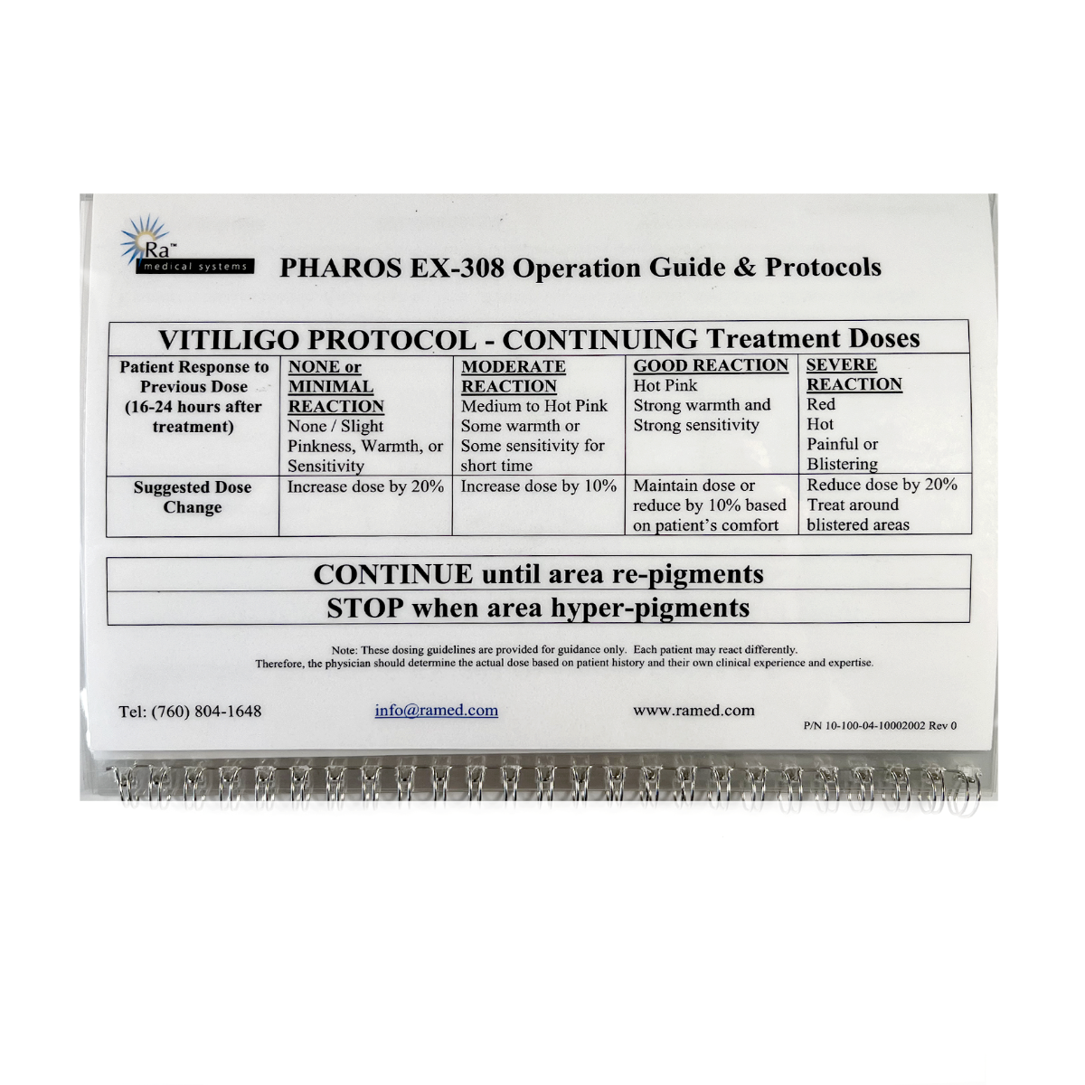 Ra Medical Systems, PHAROS EX-308, Excimer Laser, Operations Guide and Protocols, P/N: 10-100-04-10002002 Rev 0
