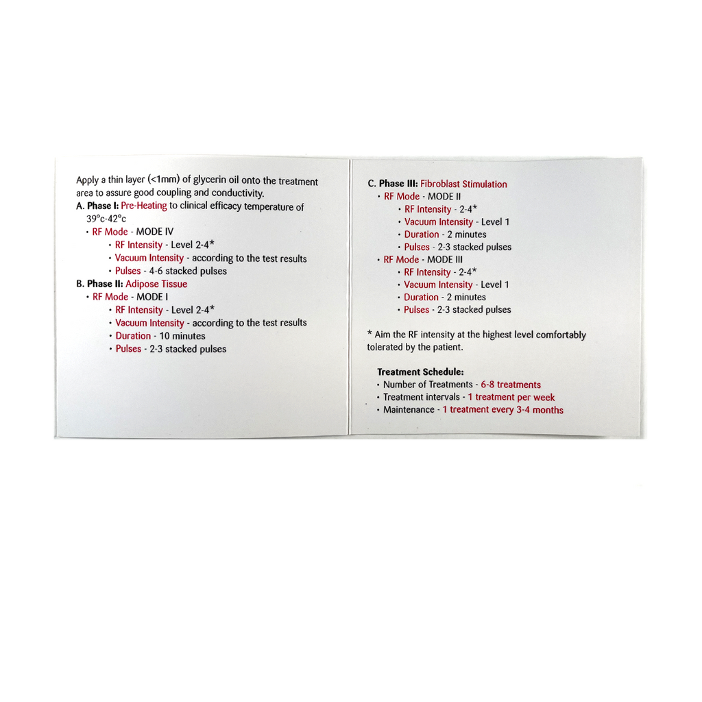 VIORA, REACTION, BC/FC Applications Quick Guide (Cellulite & Circumferential Reduction), P/N: CL-004 BC, 2011