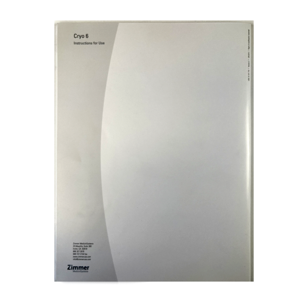 ZIMMER, Cryo 6 Instructions for Use, P/N: UR 0215, 2015