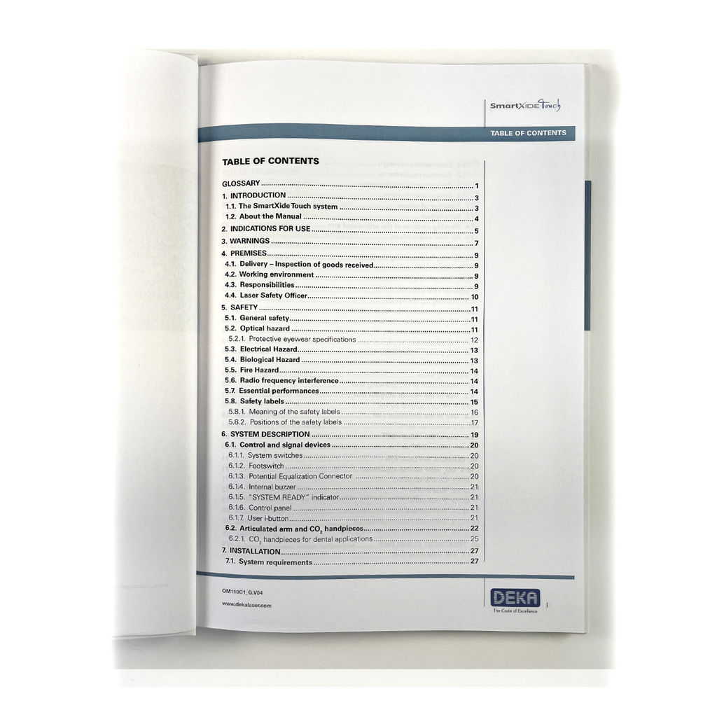 DEKA SmartXide Touch Operator Manual UK6B4401C