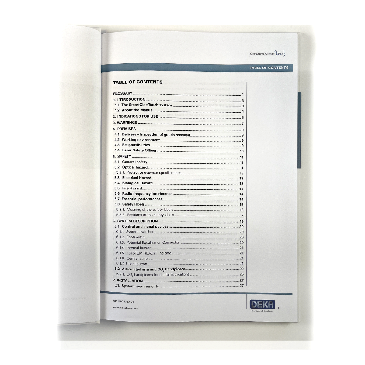 DEKA SmartXide Touch Operator Manual UK6B4401C