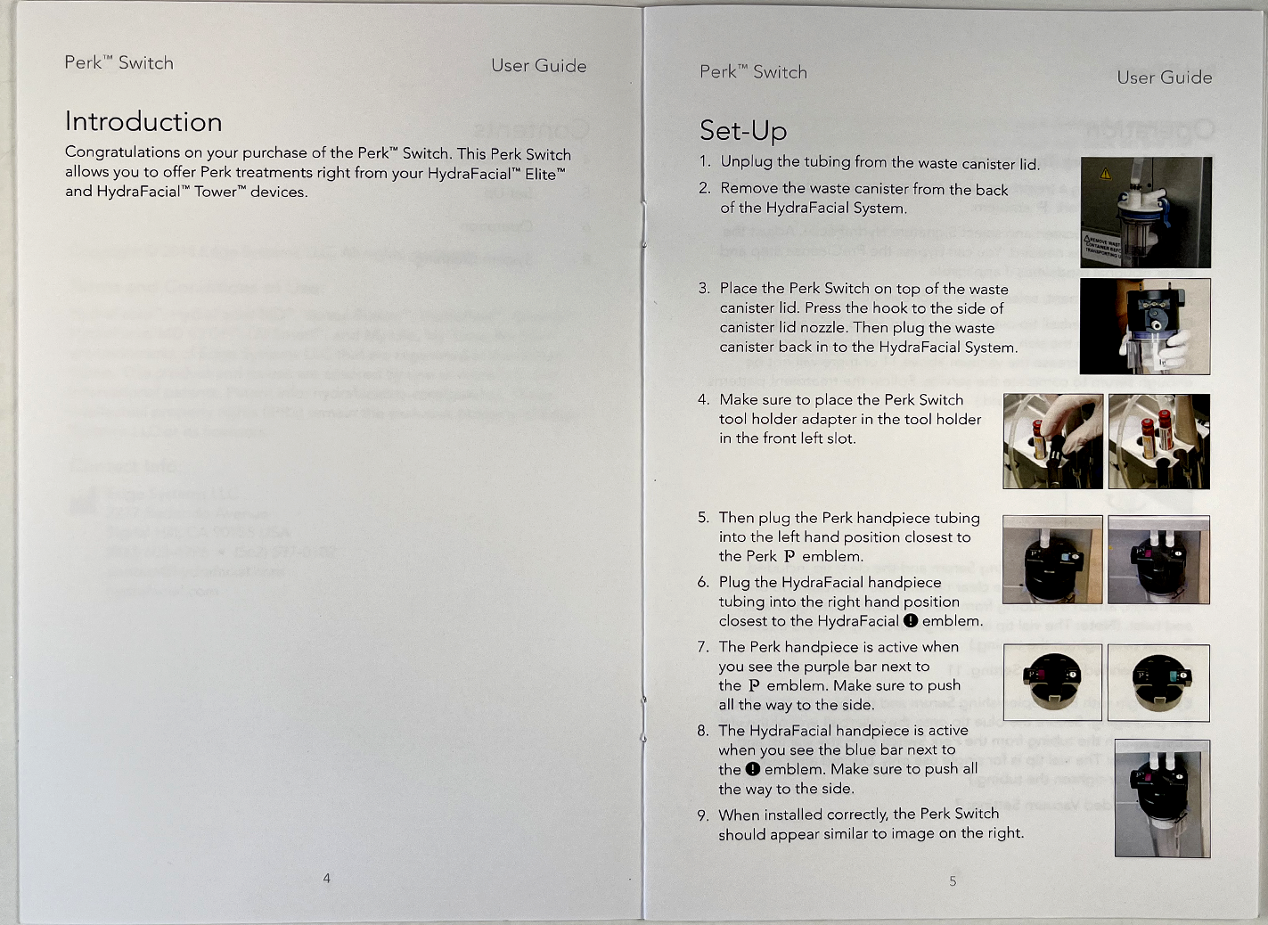 The Hydrafacial COMPANY Perk SWITCH User Guide 19789-B Rev 8 EXP 2018-1