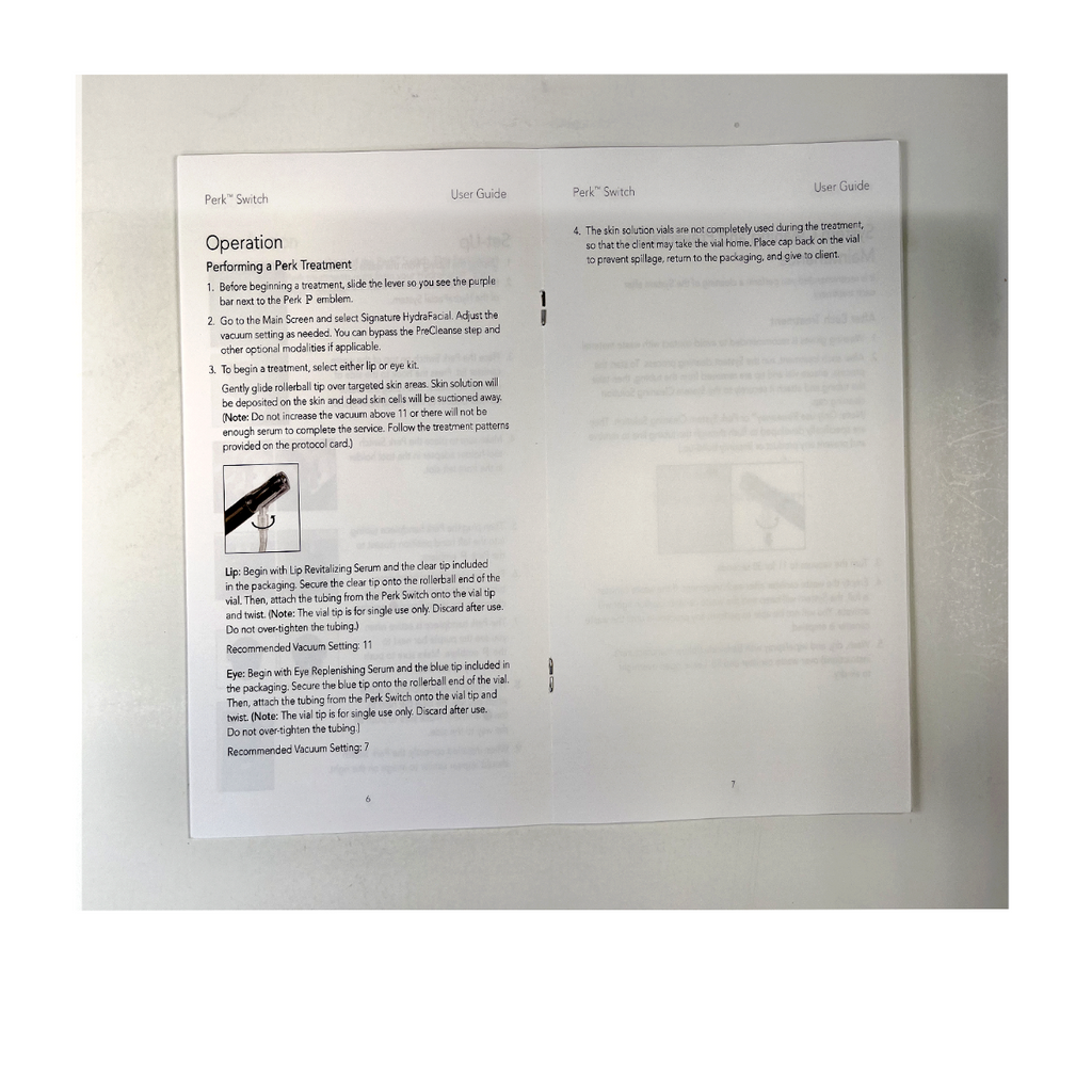 The Hydrafacial COMPANY Perk SWITCH User Guide 19789-B Rev 8 EXP 2018-1