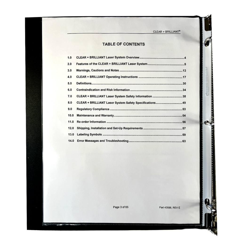 Solta CLEAR + BRILLIANT Laser System Operator Manual For 1440 nm Permea Handpieces
