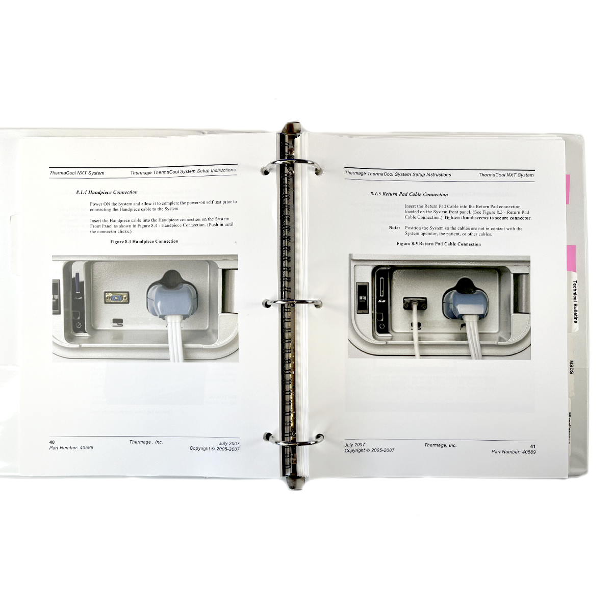 Thermage, ThermaCool NXT, Technical User’s Manual, P/N 41824B/40589, EXP 2007