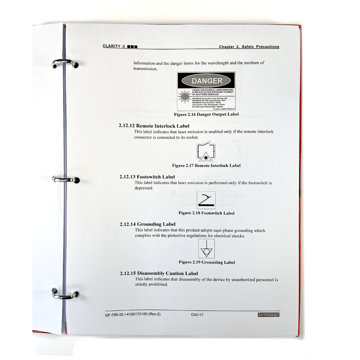 LUTRONIC, Solution to the Success of a Skincare Clinic, CLARITY II Long Pulsed Alexandrite Laser / Nd: YAG Laser, Operator’s Manual, P/N 4100172100 Rev. 2