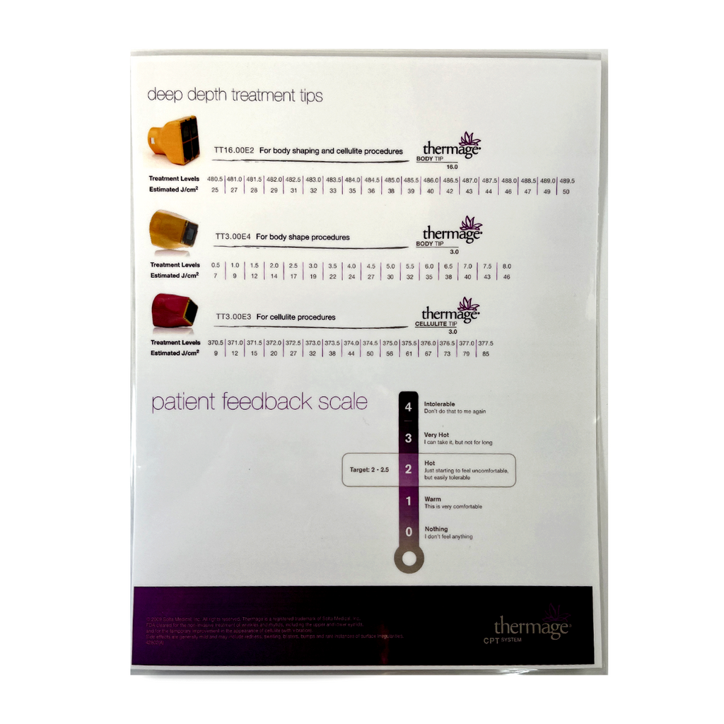 Thermage: deep depth treatment tips, GUIDE, P/N 42802(A), EXP 2009
