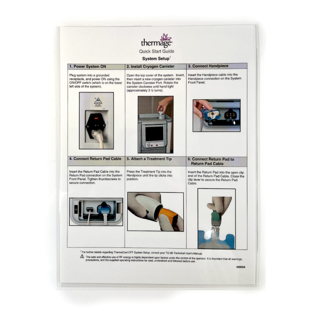 Thermage Quick Start Guide System operation 42803 A