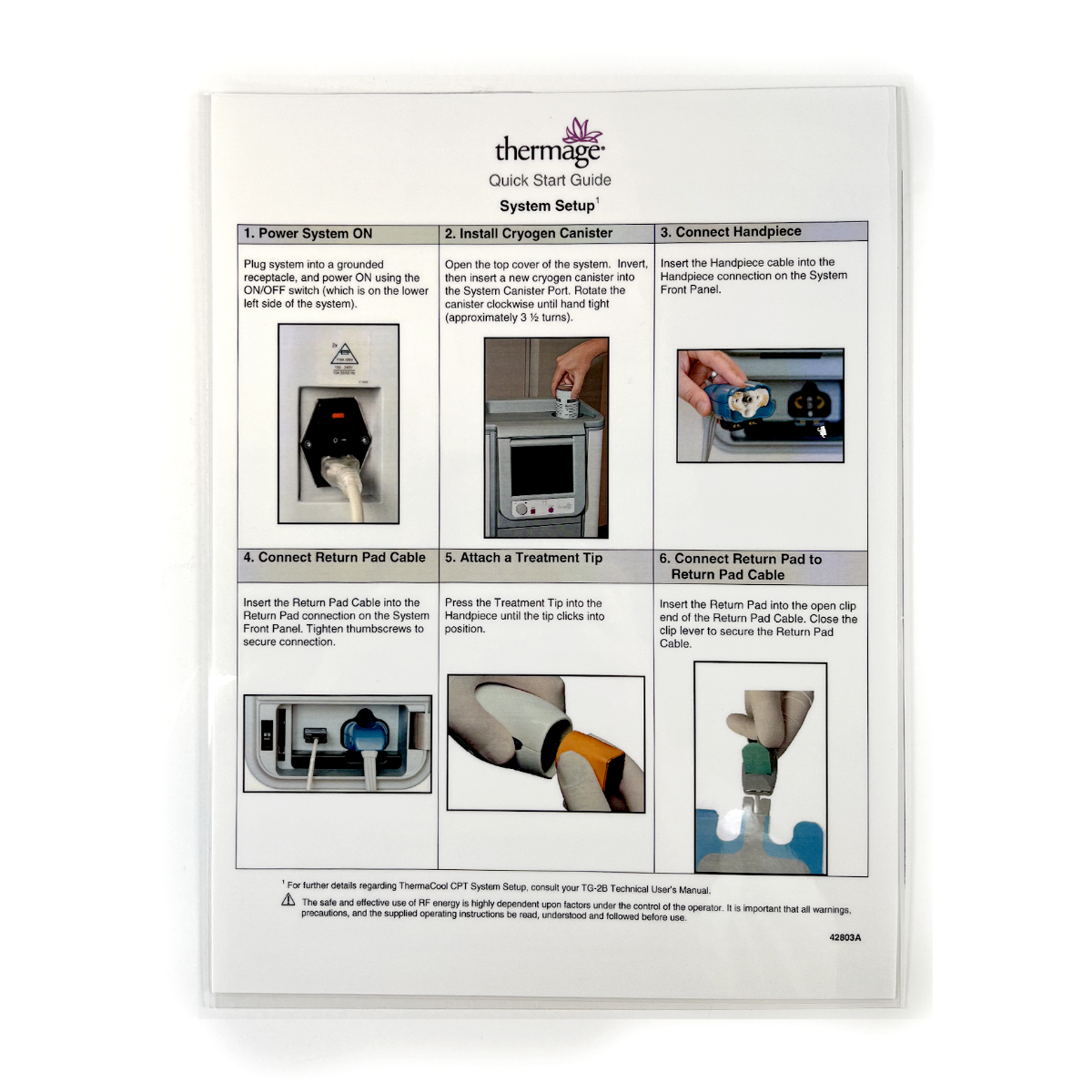 Thermage Quick Start Guide System operation 42803 A