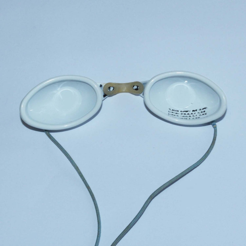Alma Lasers Yamamoto Patient Eyeshields Opaque Laser Goggles - White Plastic USED