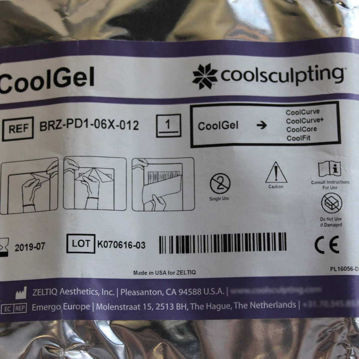Pack of 16 Zeltiq CoolSculpting CoolGel Gel Pads Curve Core Fit BRZ-PD1-06X-012