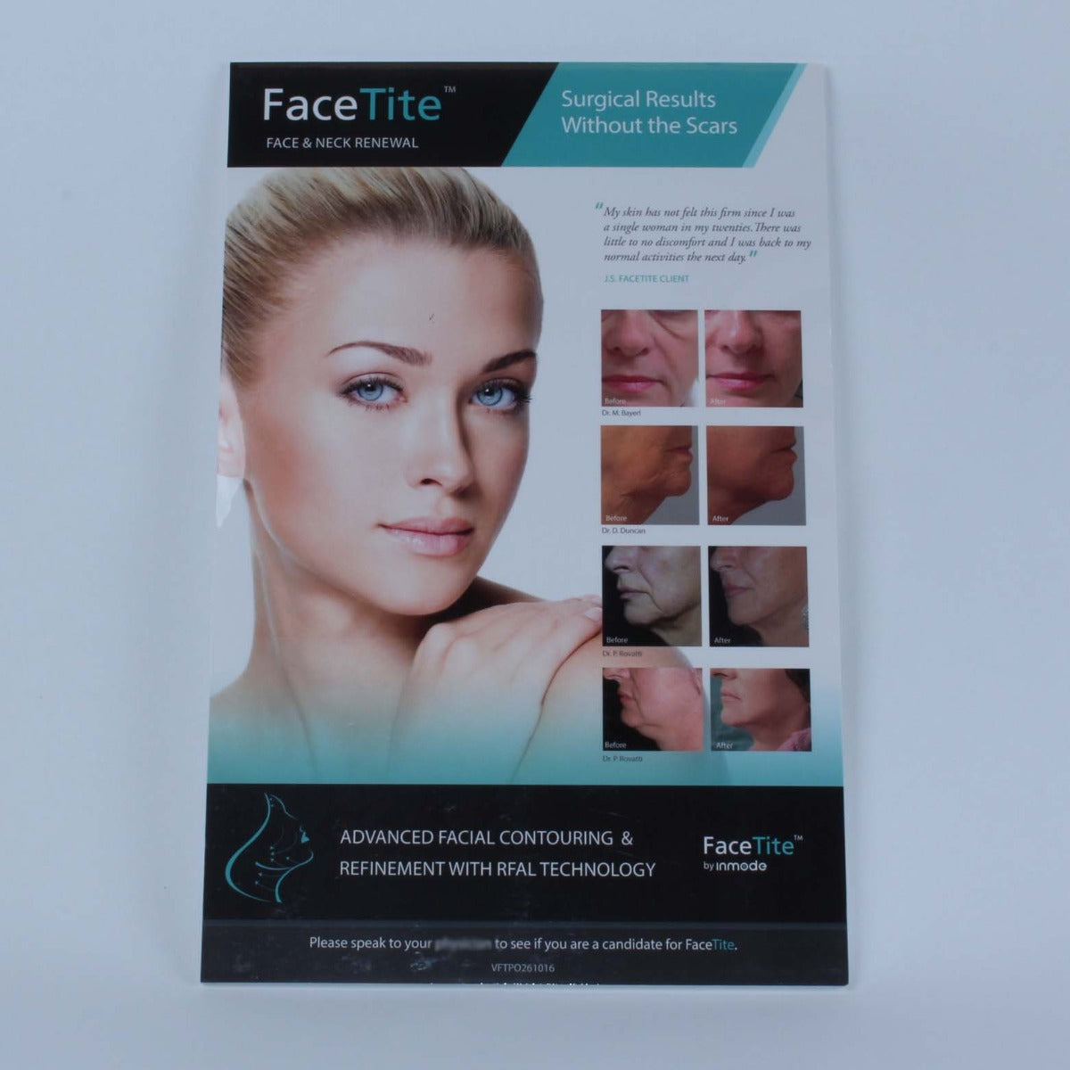 InMode FaceTite Wrinkles Face & Neck Rejuvenation Marketing Poster 11x17"