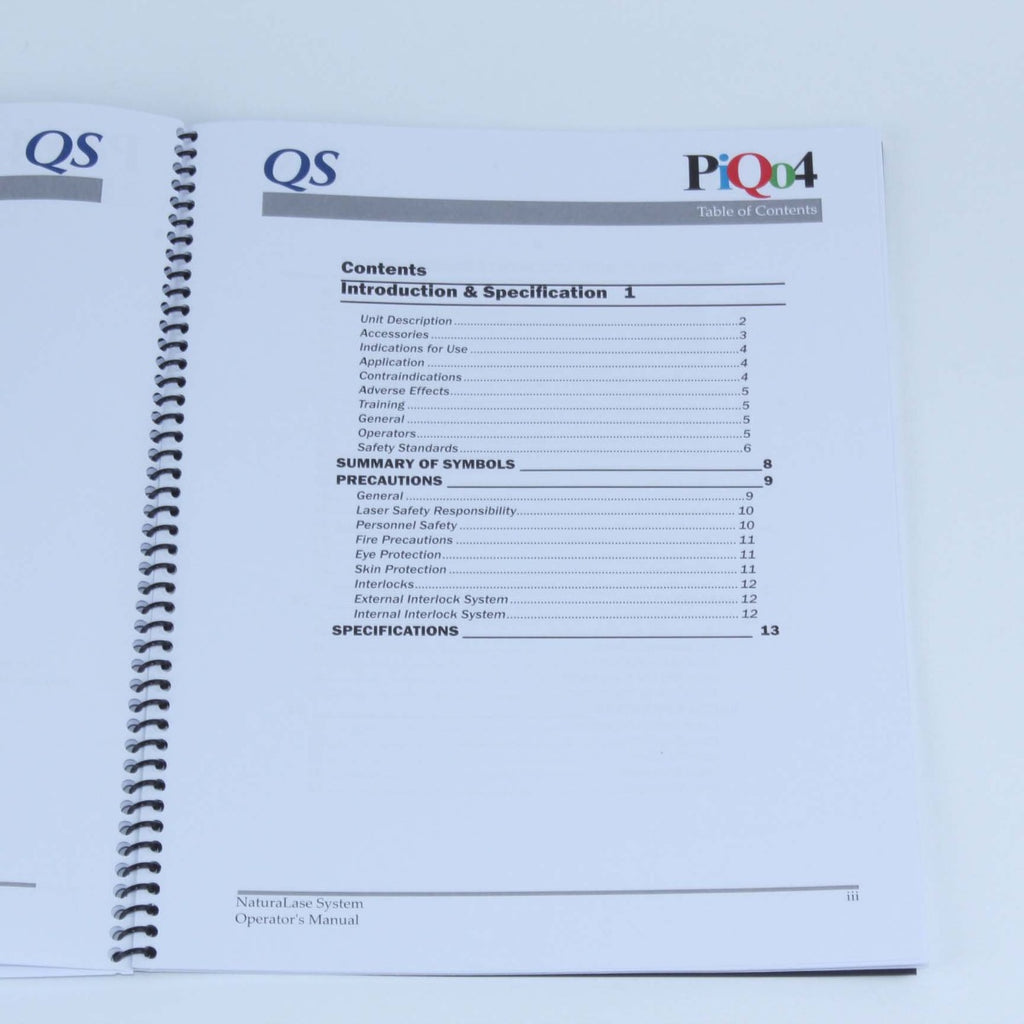 Focus NaturaLase QS and PiQo4 Model LT100-A Laser System Operators Manual 2018