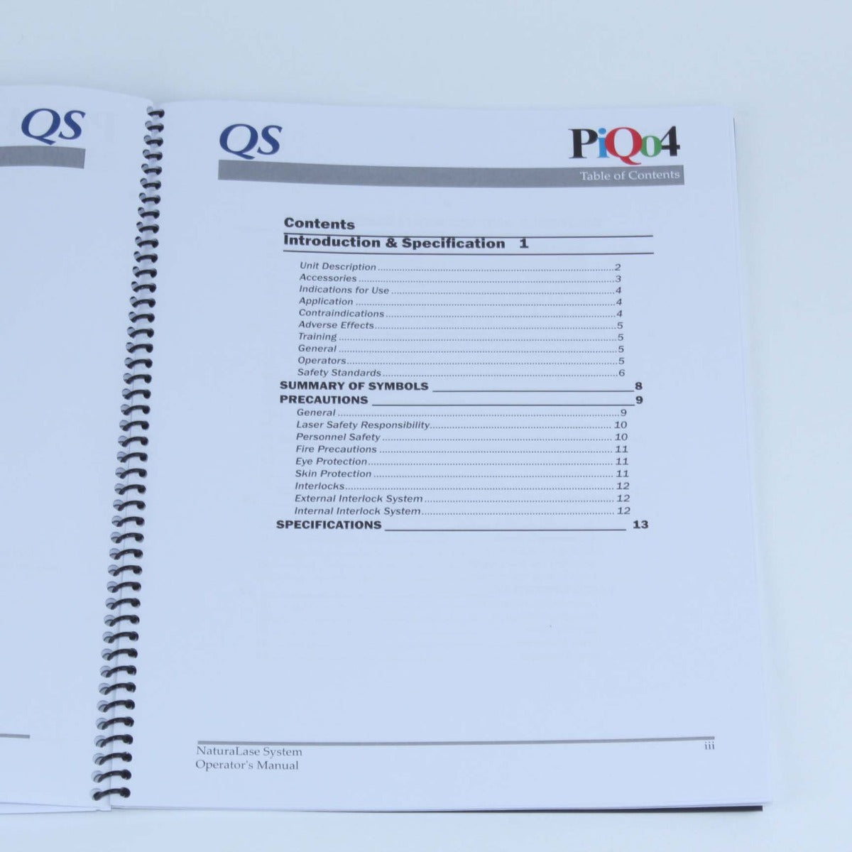 Focus NaturaLase QS and PiQo4 Model LT100-A Laser System Operators Manual 2018