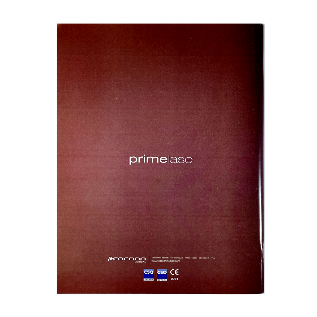 Cocoon Medical, primelase, TREATMENT TABLES - Hair Removal, Prime Performance and Prime Results, Multilangual Guide. P/N: 100015086 – 20210928 – V.6