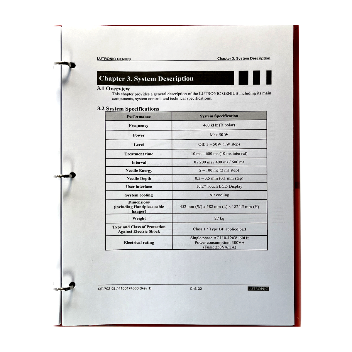 Lutronic Genius Operator’s Manual, P/N: QF-705-02 / 4100174300 (Rev 1)