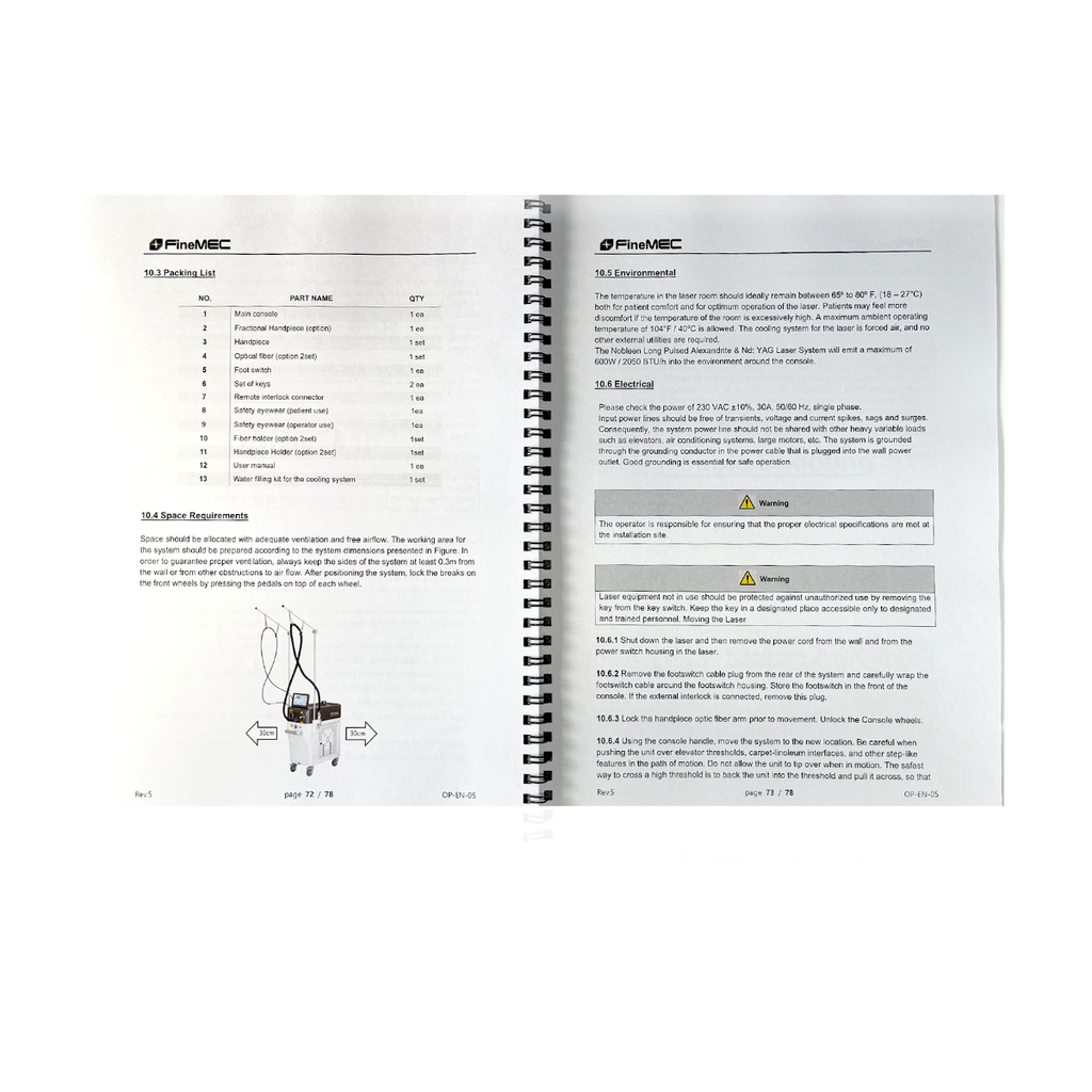 FineMec, Nobleen User Manual, Long pulsed Alexandrite & Nd: YAG Laser. P/N: OP-EN-05 Rev.5
