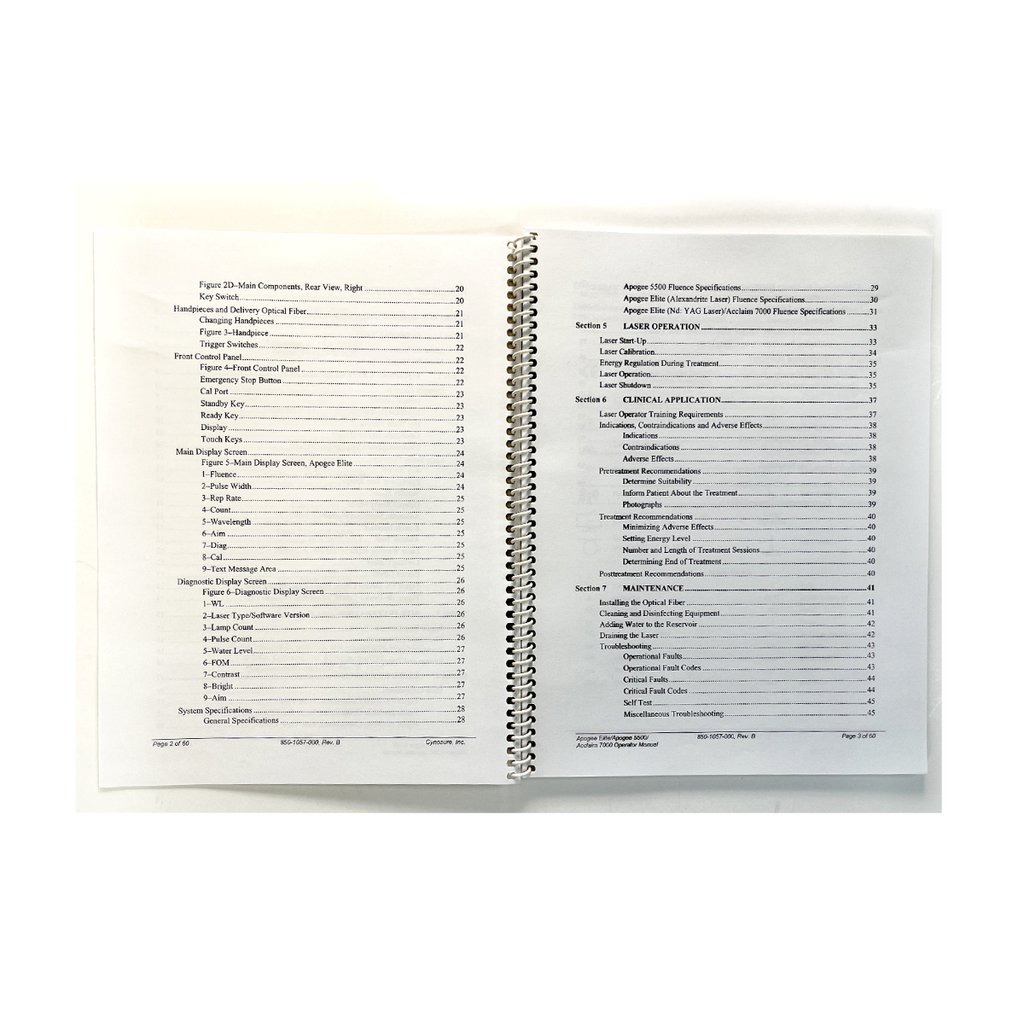 Cynosure Where and science meet 5500 Acclaim 7000 Laser Operator User Manual