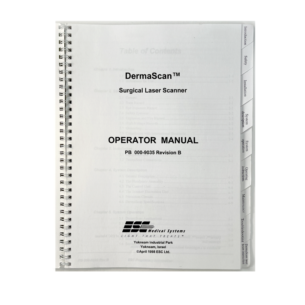 ESC DermaScan Versatile scanner for aesthetic laser surgery Operator Manual 0009035 Rev.B