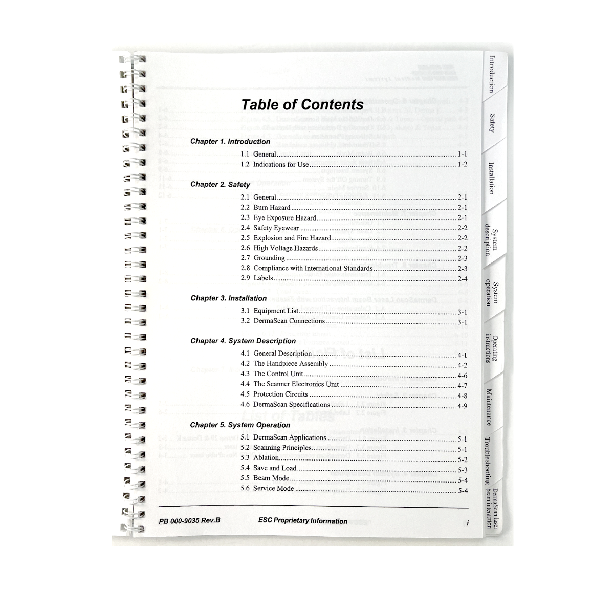 ESC DermaScan Versatile scanner for aesthetic laser surgery Operator Manual 0009035 Rev.B