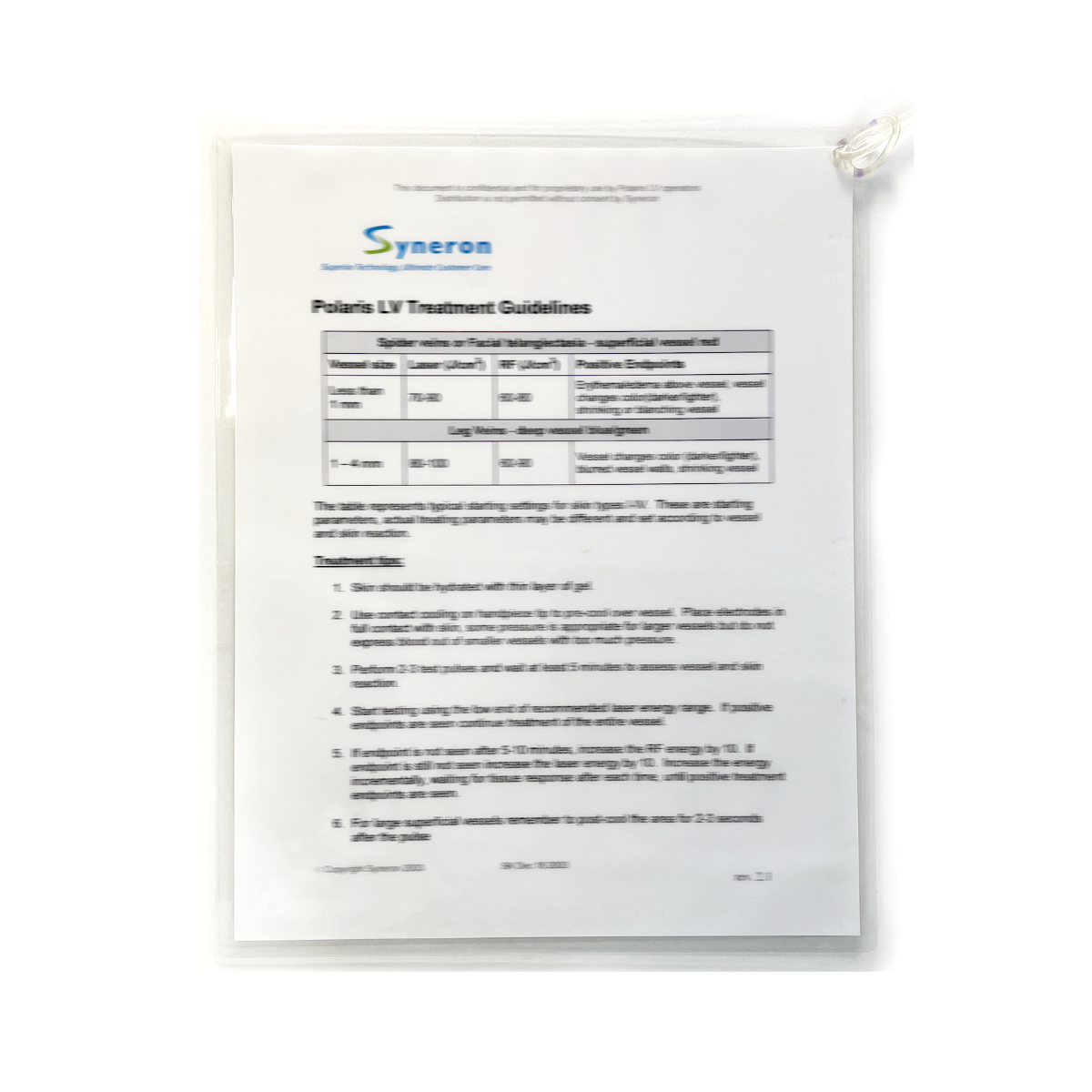 Syneron Polaris LV Treatment Guidelines SK Dec 182003
