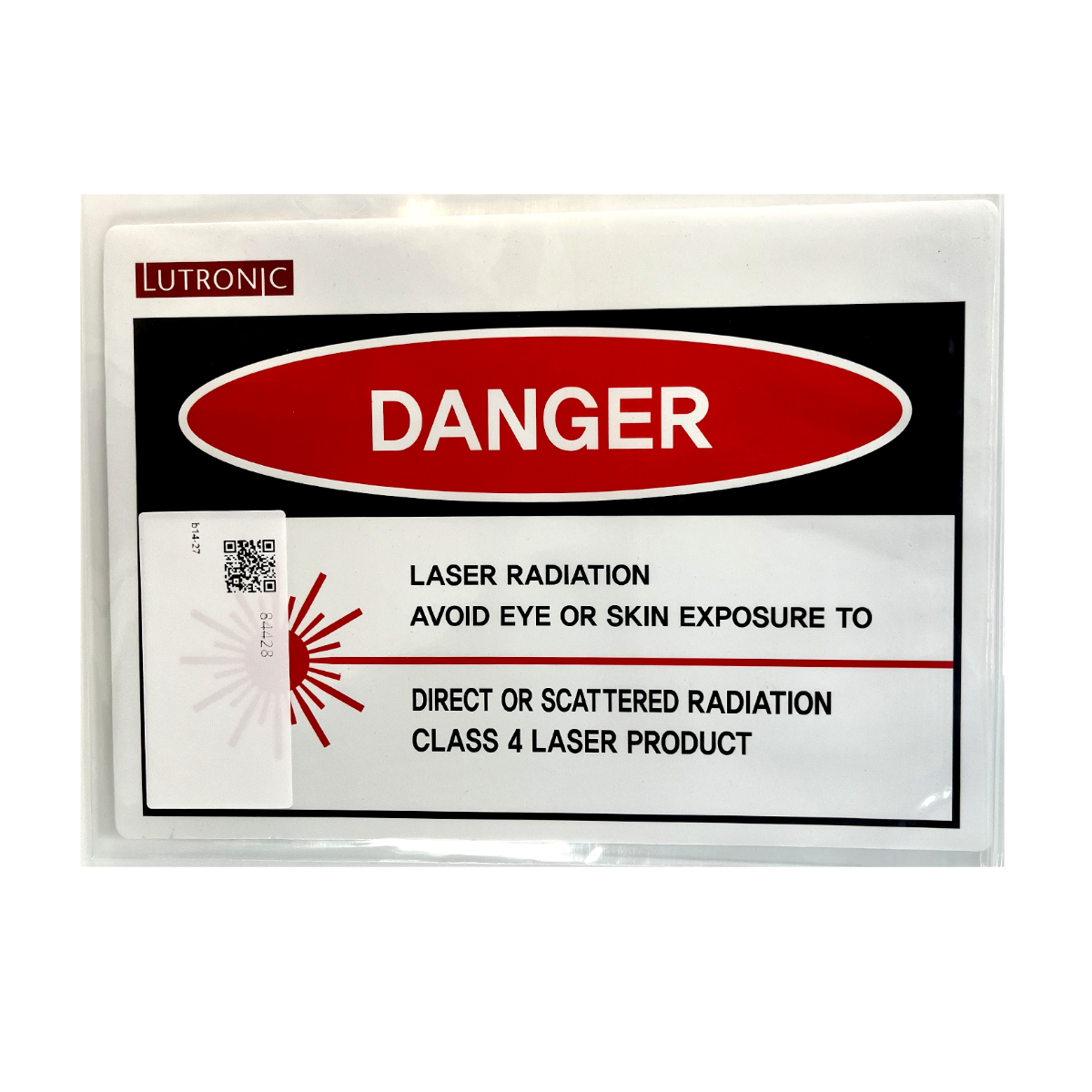 Lutronic, Laser Radiation Danger Sign (4.52x 3.14 in)