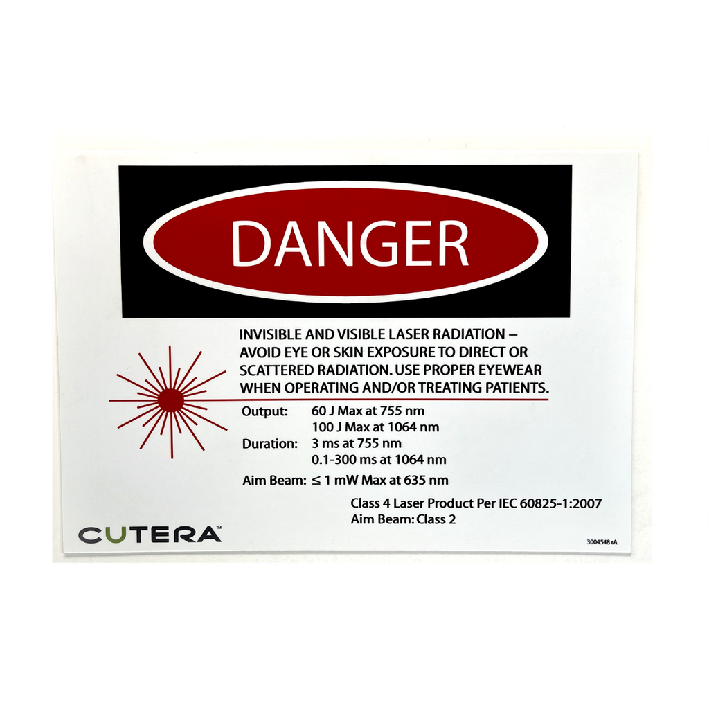 CUTERA, DANGER SIGN P/N:3004548 rA (4.3X3.34 IN)