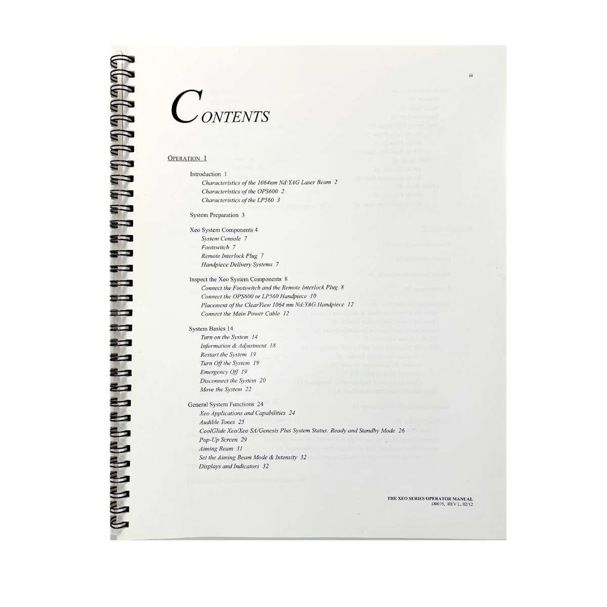 CUTERA, Operator Manual Xeo Series, P/N D0075, REV L, EXP 2012