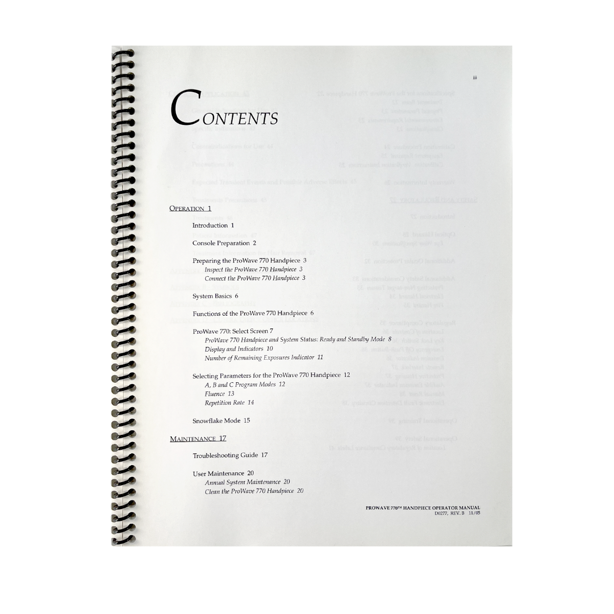 CUTERA, ProWave 770 Handpiece Operator Manual, P/N D0277, REV. B, EXP 2005
